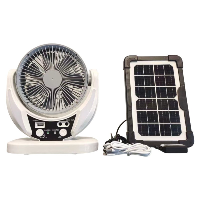 Outdoor Power Pedestal - 8in Solar Fan light Solar Powered
