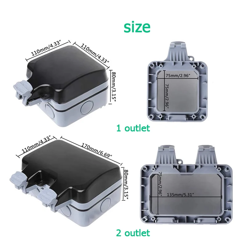 EU KR Outdoor Wall Waterproof  - Outdoor Power Strip 评论和价格