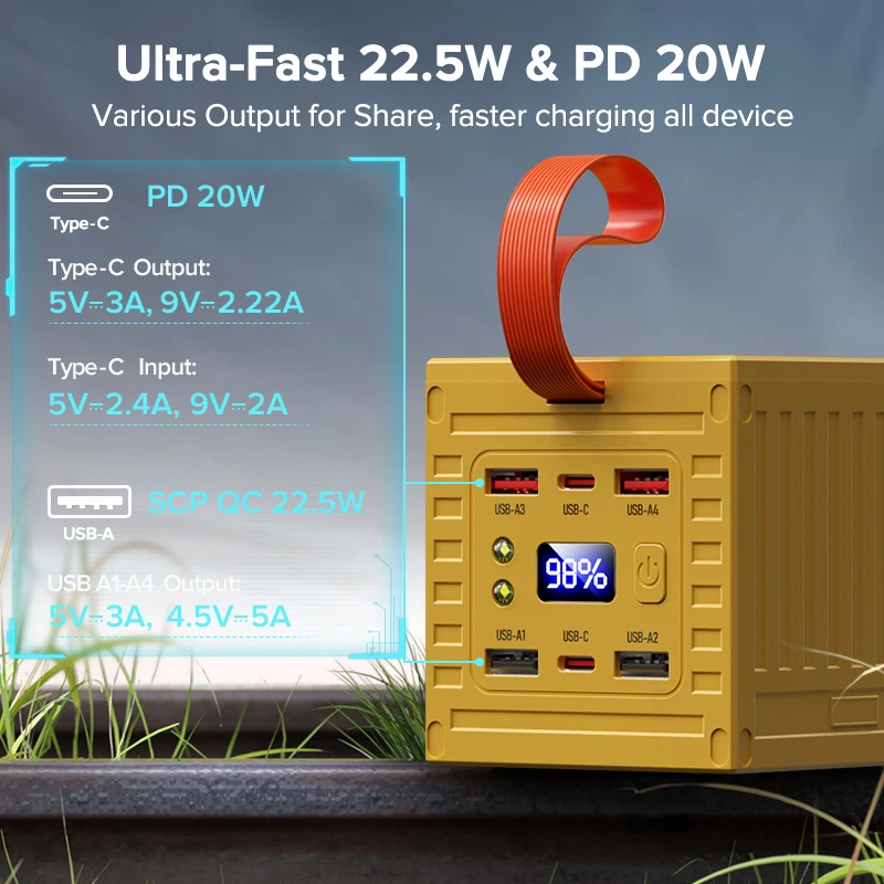QOOVI 60000mAh Power Bank 22.5 - Outdoor Usb Power Outlet 评论和价格