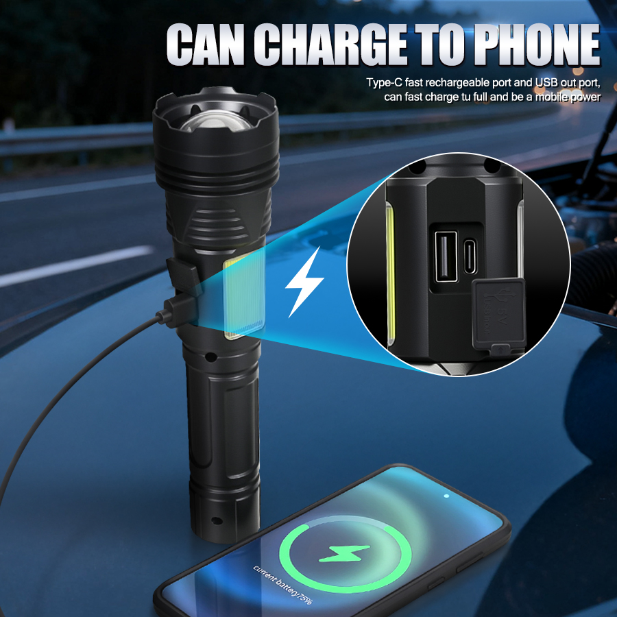 Powerful LED Handheld Flashlig - Outdoor Usb Power Bank 评论和价格